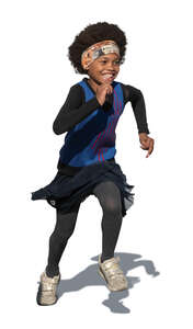 cut out little black girl running happily