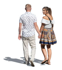 cut out couple walking and looking back