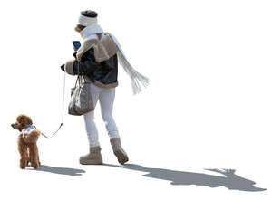 cut out backlit woman with a cute dog standing