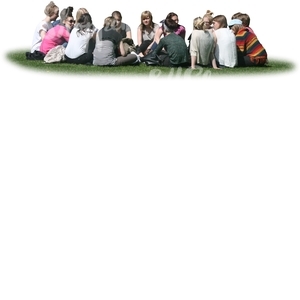 large group of people sitting on the grass