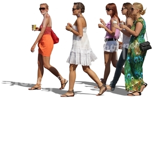 group of young women walking