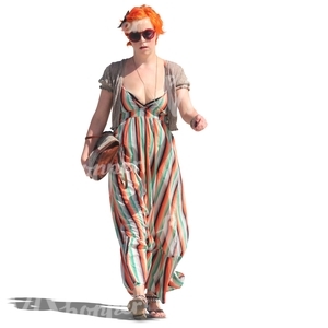 woman in a maxi dress walking