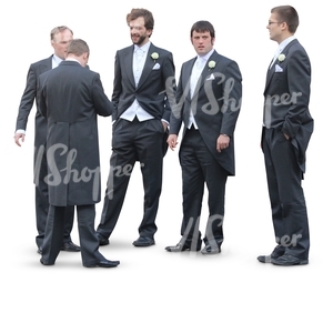 group of men in tuxedos standing