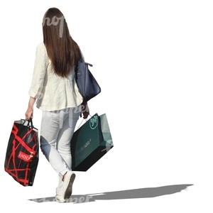 long-haired woman shopping