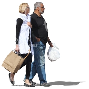 couple with shopping bags walking together