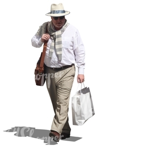 man with a shopping bag walking