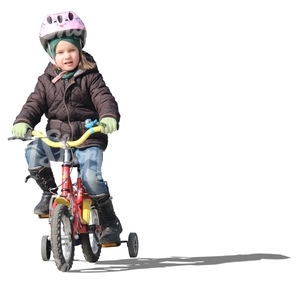 girl with a helmet riding a bike