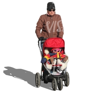 cut out woman pushing a stroller