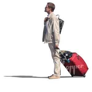 man standing with a suitcase