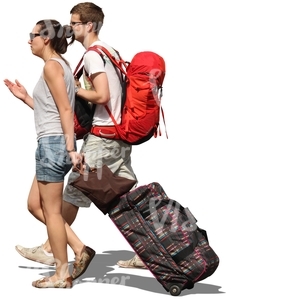 travelling couple with huge bags