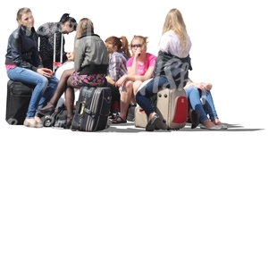 group of travelling girls sitting