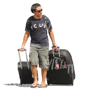 cut out man puling two suitcases