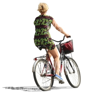 blond woman riding a bike