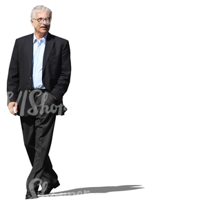 cut out elderly businessman walking