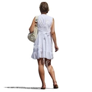 cut out woman in a white summer dress standing