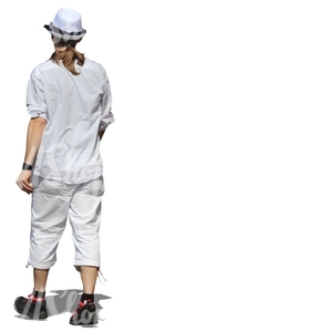 cut out man dressed in white walking