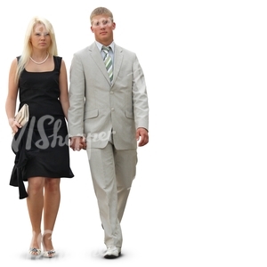 cut out fancy couple walking hand in hand