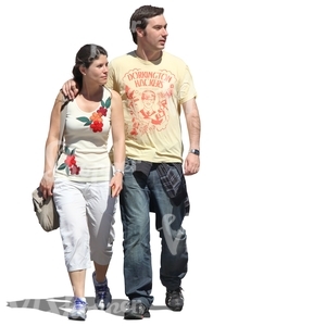 cut out man and woman walking arm in arm