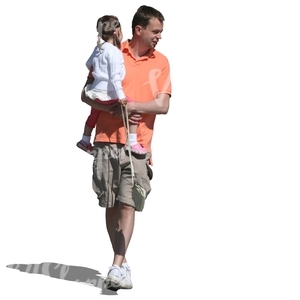 cut out man carrying a small girl