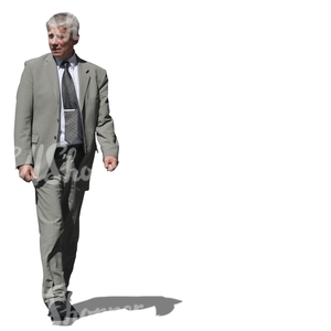cut out elderly businessman walking