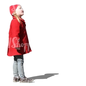 cut out girl in a red coat standing