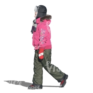 cut out girl in winter clothes walking