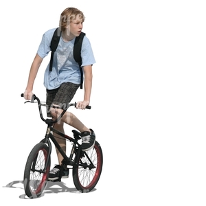 cut out teenage boy riding a bmx bike