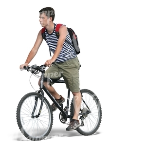 cut out man in shorts riding a bike