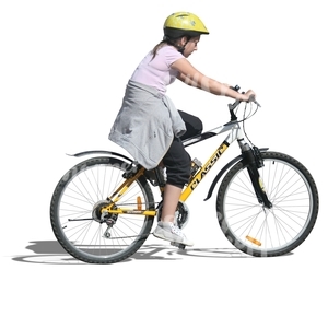 cut out teenage girl with a helmet cycling