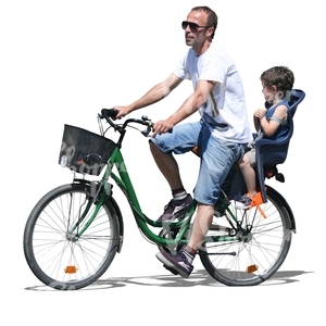 man riding a bike with a boy at back