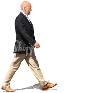 cut out elderly businessman walking