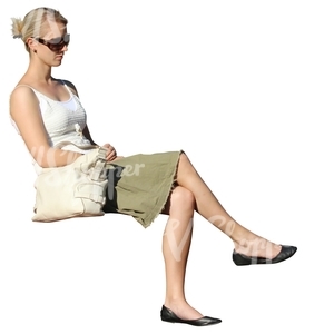 woman with sunglasses sitting