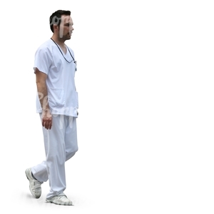 cut out male hospital worker walking