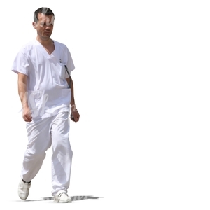 cut out male medical worker walking