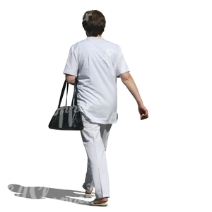 cut out medical worker with a bag walking