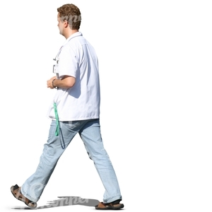 cut out male medical worker walking