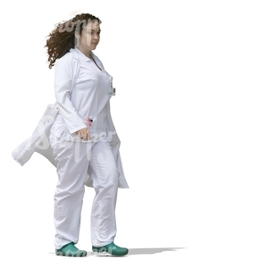 cut out female medical worker walking