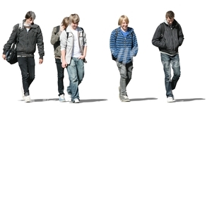 cut out group of teenage boys walking