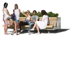 cut out group of people sitting on the bench