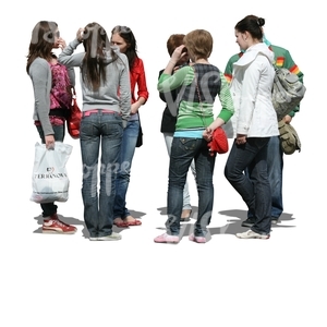 cut out group of teenage girls standing in a circle