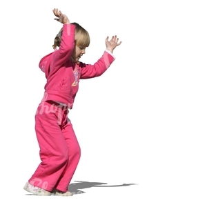 cut out girl in a pink costume jumping