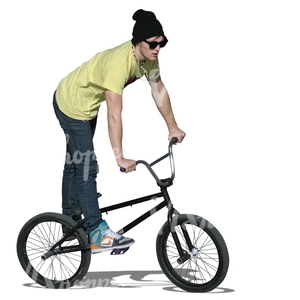 cut out teenager riding a bmx bike