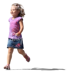 cut out smiling girl running