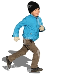 cut out boy running in autumn