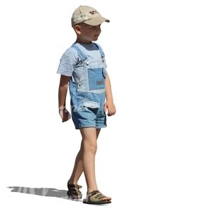 cut out young boy with a hat walking
