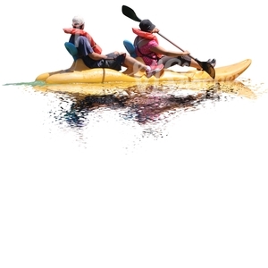 two men rowing a kayak