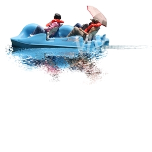 man and woman riding on a pedalo