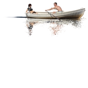 couple rowing a boat