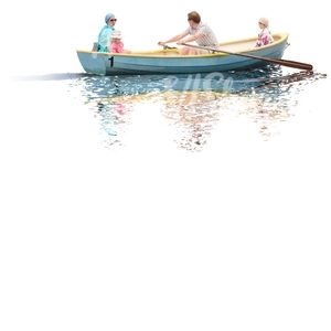 cut out family riding in row boat