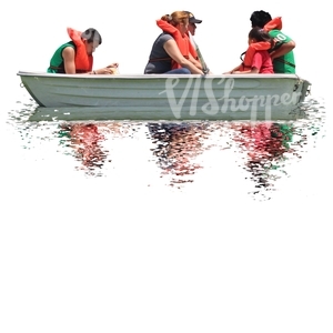 group of people riding in a row boat